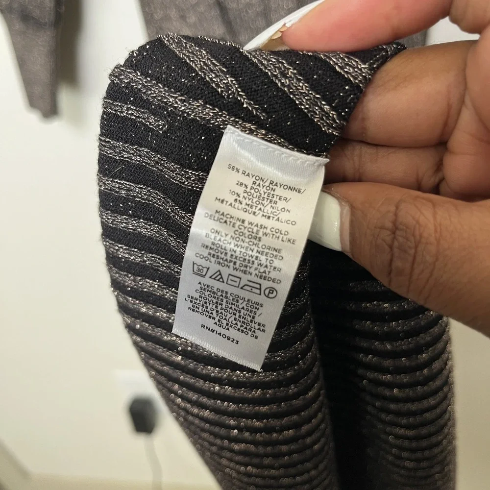 LOFT Women Sparkle Jersey Knit Maxi Dress XL Brown Rib Knit Holiday Party Stretc - Picture 8 of 12